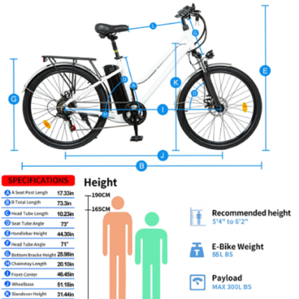 Hitway E-Bike Elektrofahrrad Alu, Elektrofahrräder mit 7-Gang – Bild 7