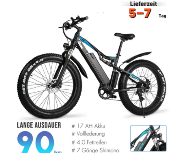 E Mountainbike Elektrofahrrad 26 Zoll Ebike Bike Shimano Moped MTB Herren Trekking Bike. – Bild 2