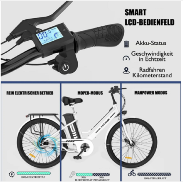HITWAY 26 Zoll E-Bike, Elektrofahrrad für Damen Herren – Bild 4