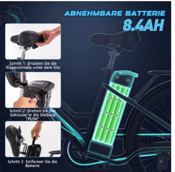 HITWAY 26 Zoll E-Bike, Elektrofahrrad für Damen Herren – Bild 7