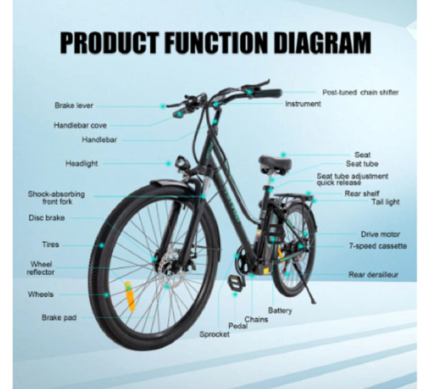 HITWAY E-Bike ,Elektrofahrrad 26 Zoll Urban Citybike, – Bild 9