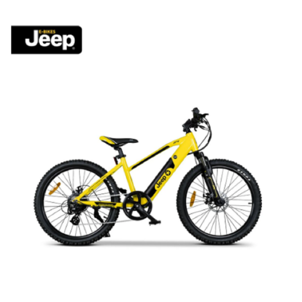 Jeep Teen E-Bike TR 7002, 24 Zoll Laufräder, 7-Gang Shimano Kettenschaltung,Gelb.