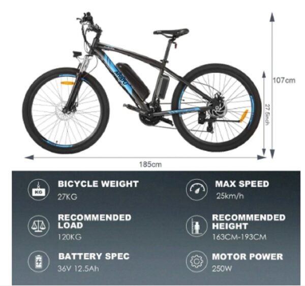 MYATU 5687 27,5 Zoll Ebike E-Mountainbike Elektrofahrrad – Bild 2