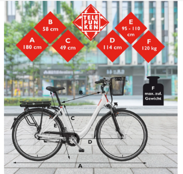 Telefunken RC657 City E-Bike, 7 Gang Shimano Nabenschaltung, Vorderradmotor, weiß. – Bild 7