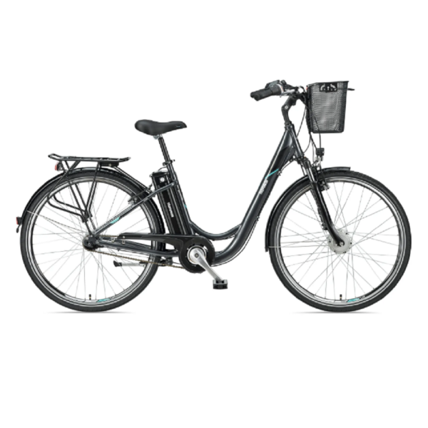 Telefunken RC840 City E-Bike, 7 Gang Shimano Nabenschaltung, Vorderradmotor, anthrazit.