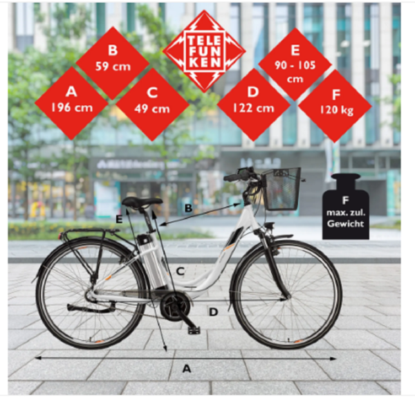 Telefunken RC865 City E-Bike, 3 Gang Shimano Nabenschaltung, Mittelmotor. – Bild 8