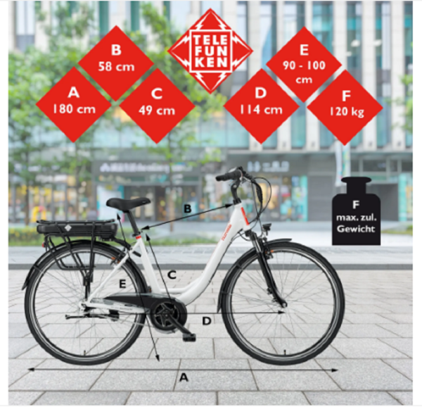 Telefunken RC890 City E-Bike, 7 Gang Shimano Nabenschaltung, Mittelmotor, weiß. – Bild 7